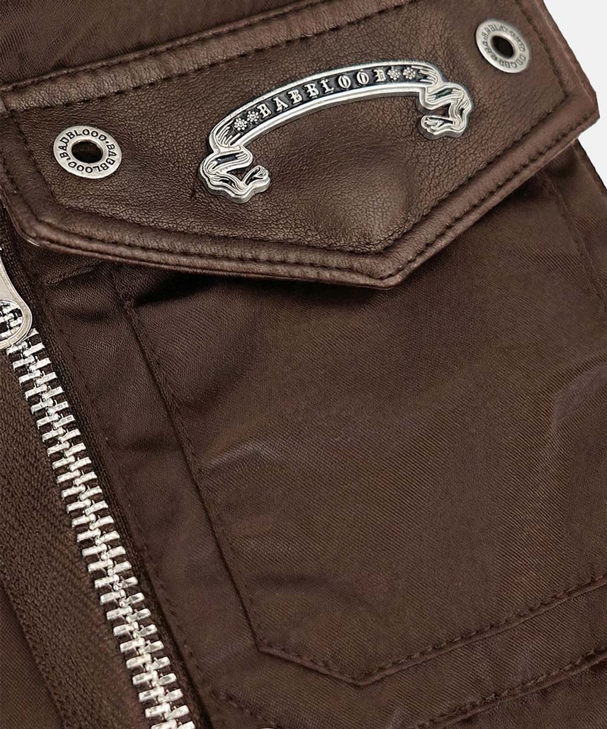 배드블러드(BADBLOOD) Satin Nylon MA-1 Jacket - Brown