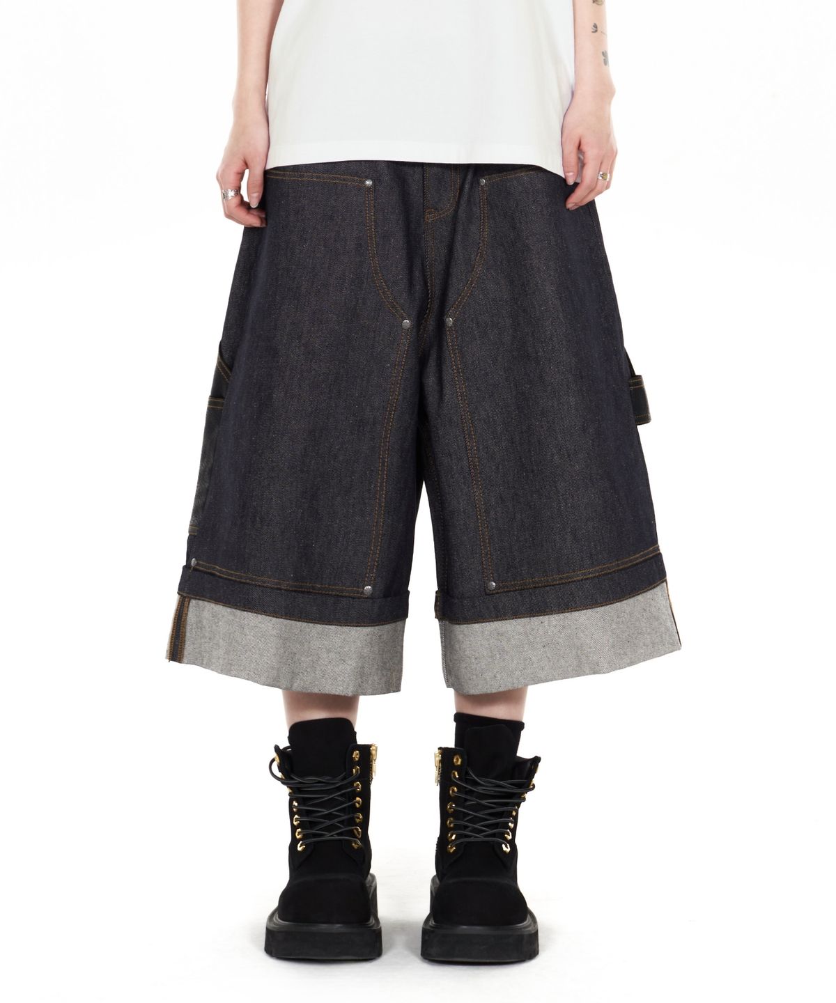 아이돈워너셀(IDWS) Fix Roll Up Carpenter Bermuda Shorts Indigo