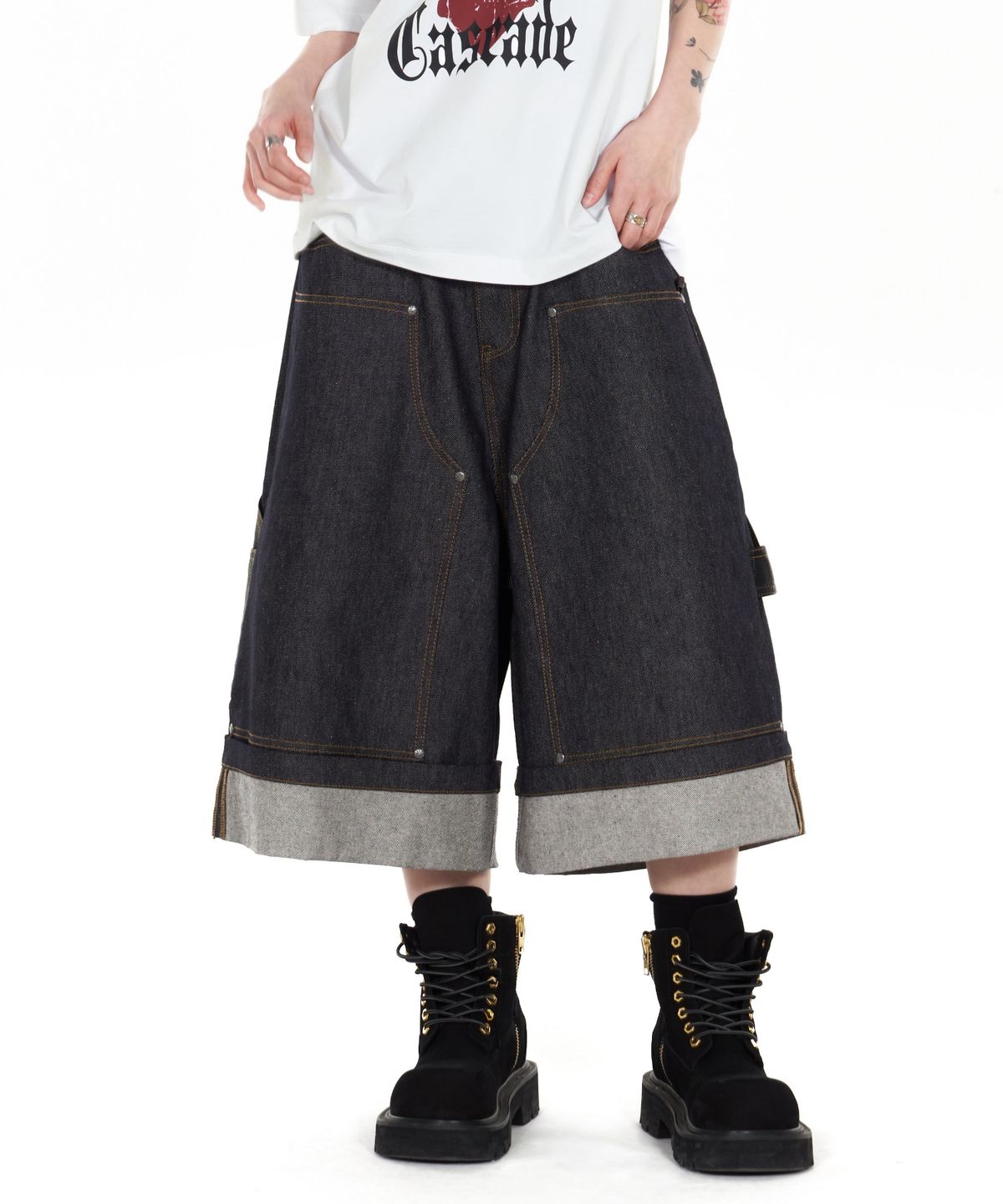 아이돈워너셀(IDWS) Fix Roll Up Carpenter Bermuda Shorts Indigo