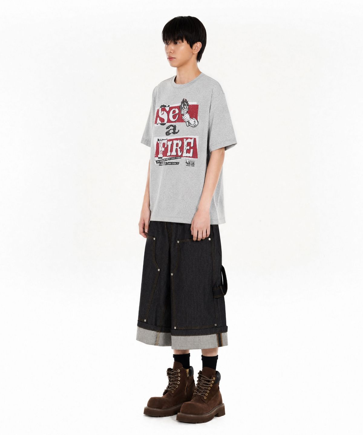 아이돈워너셀(IDWS) Fix Roll Up Carpenter Bermuda Shorts Black