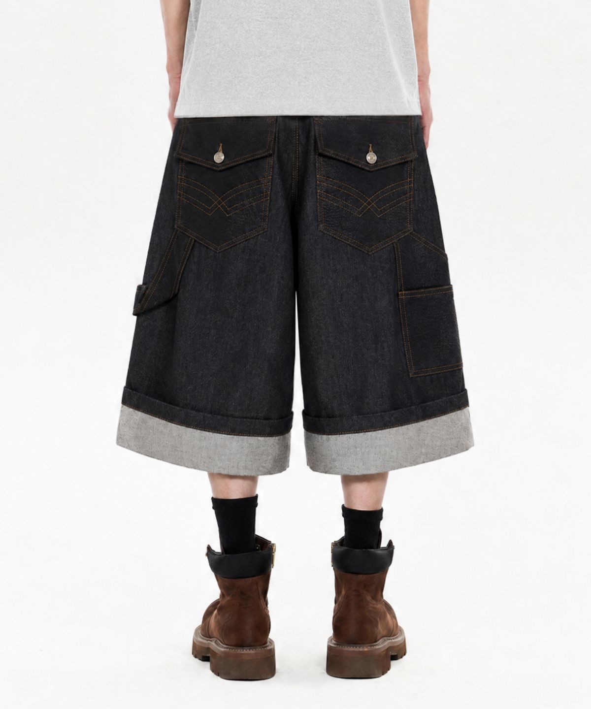 아이돈워너셀(IDWS) Fix Roll Up Carpenter Bermuda Shorts Black