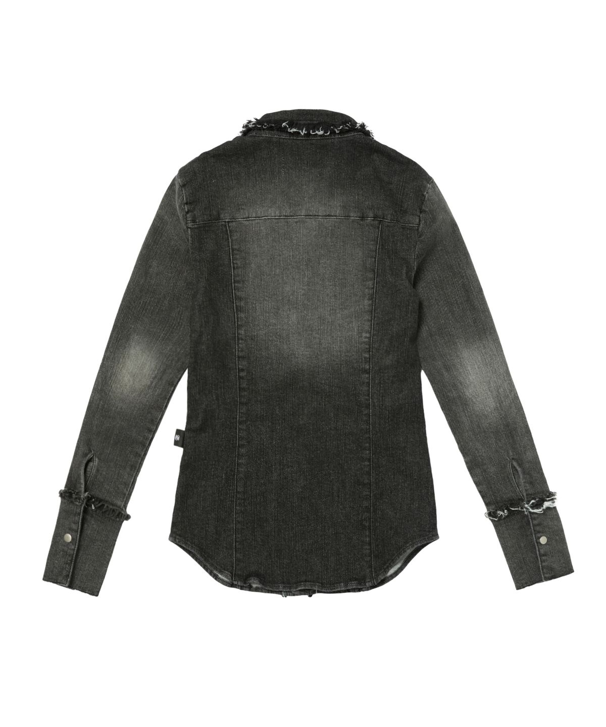 길라아카이브(GILAARCHIVE) RAW EDGE DENIM OPEN SHIRTS JACKET_BLACK