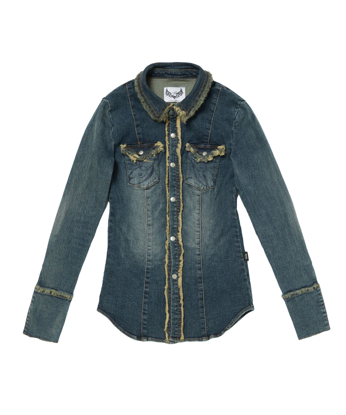 길라아카이브(GILAARCHIVE) RAW EDGE DENIM OPEN SHIRTS JACKET_BLUE