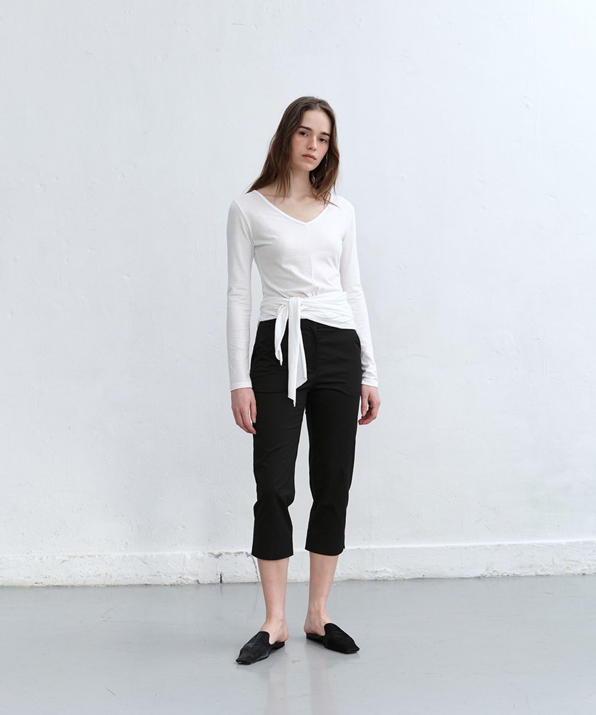 로우타이드(LOW TIDE) V-NECK TIE T-SHIRT [WHITE]