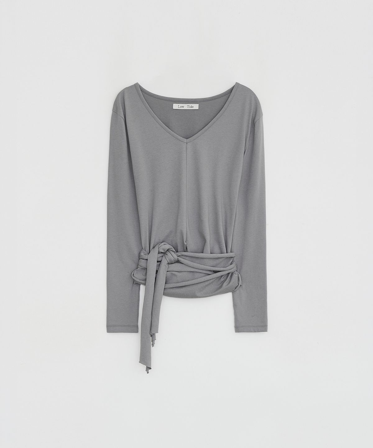 로우타이드(LOW TIDE) V-NECK TIE T-SHIRT [GREY]