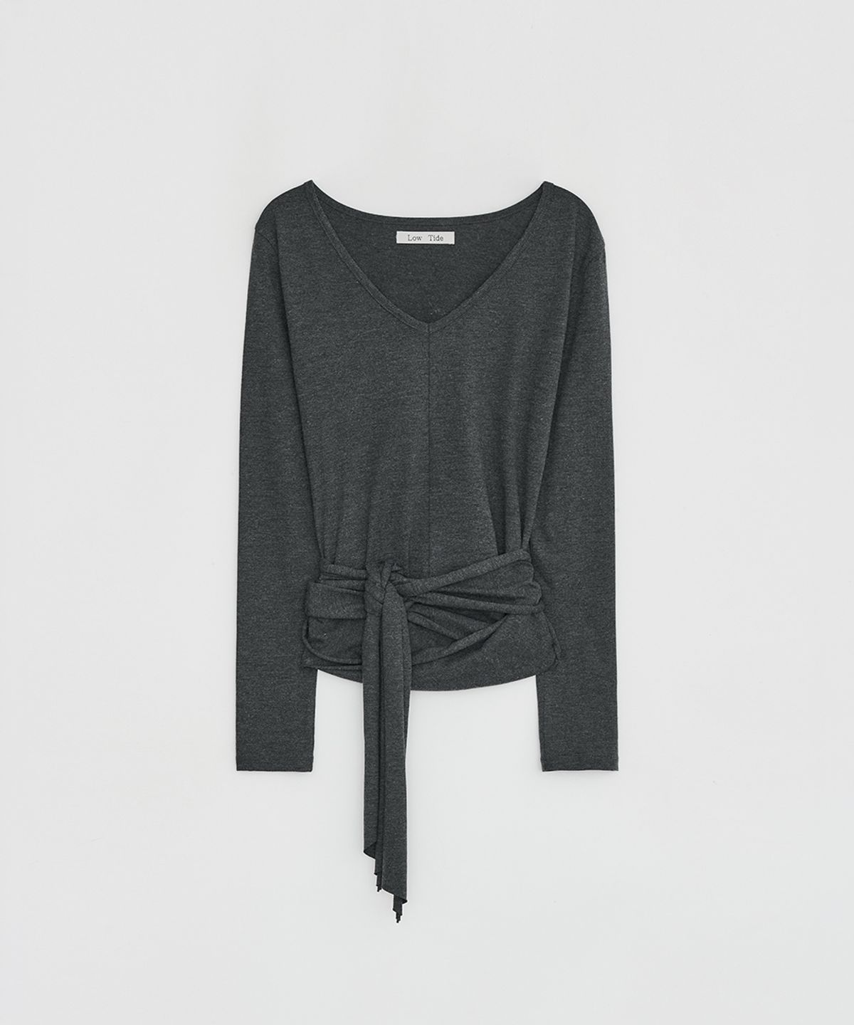 로우타이드(LOW TIDE) V-NECK TIE T-SHIRT [CHARCOAL]