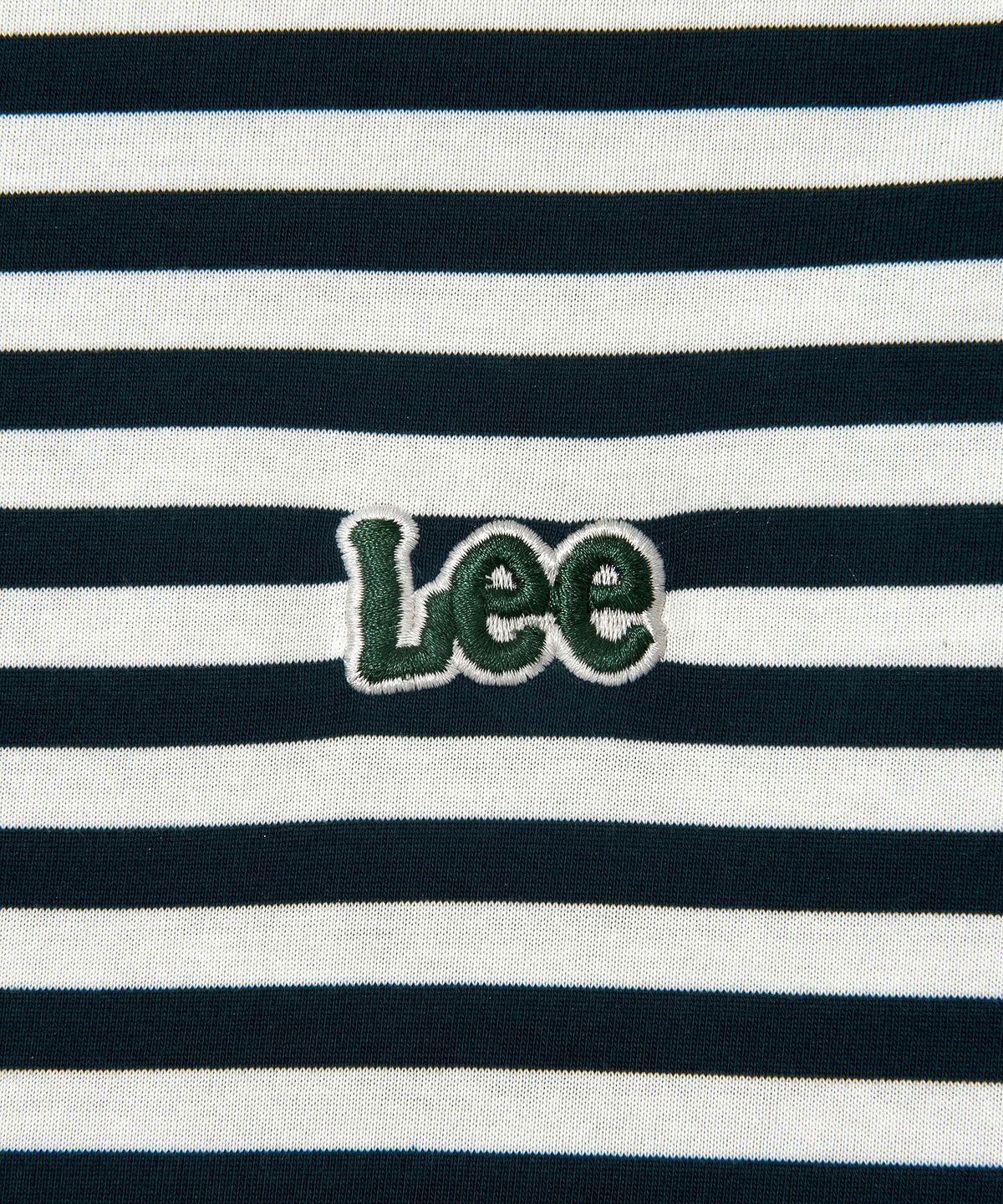 리(LEE) 스트라이프 자수 반팔 티셔츠 그린