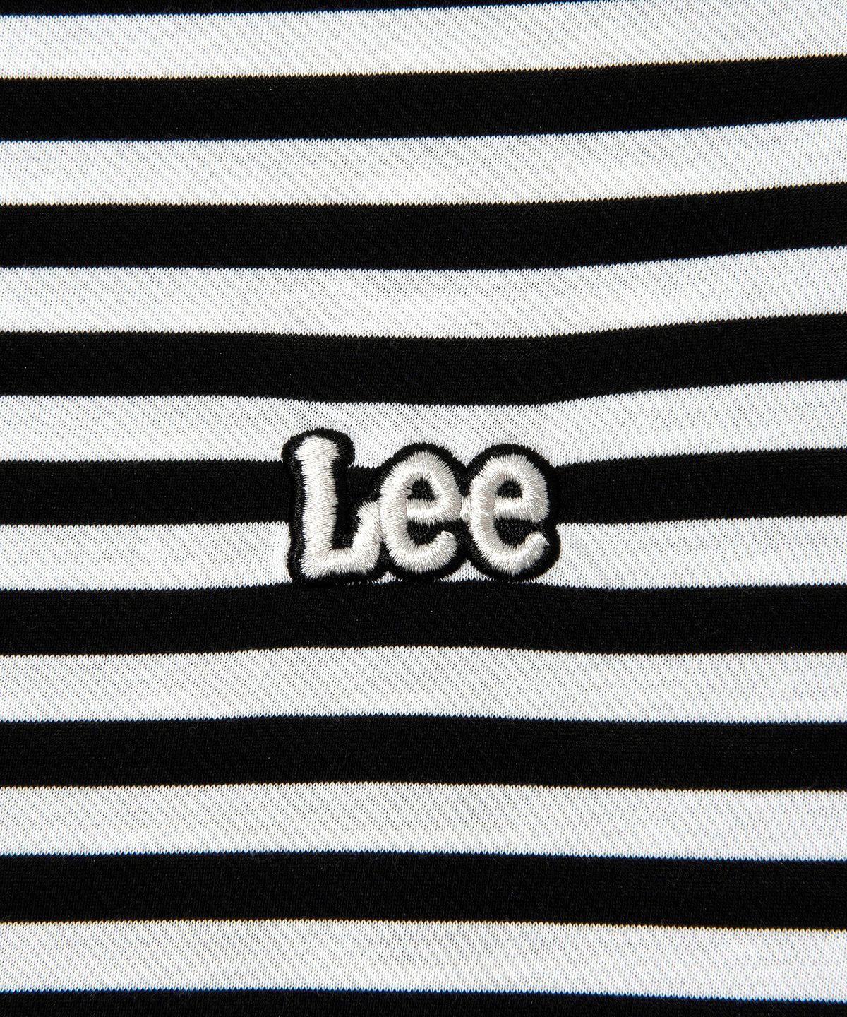 리(LEE) 스트라이프 자수 반팔 티셔츠 블랙