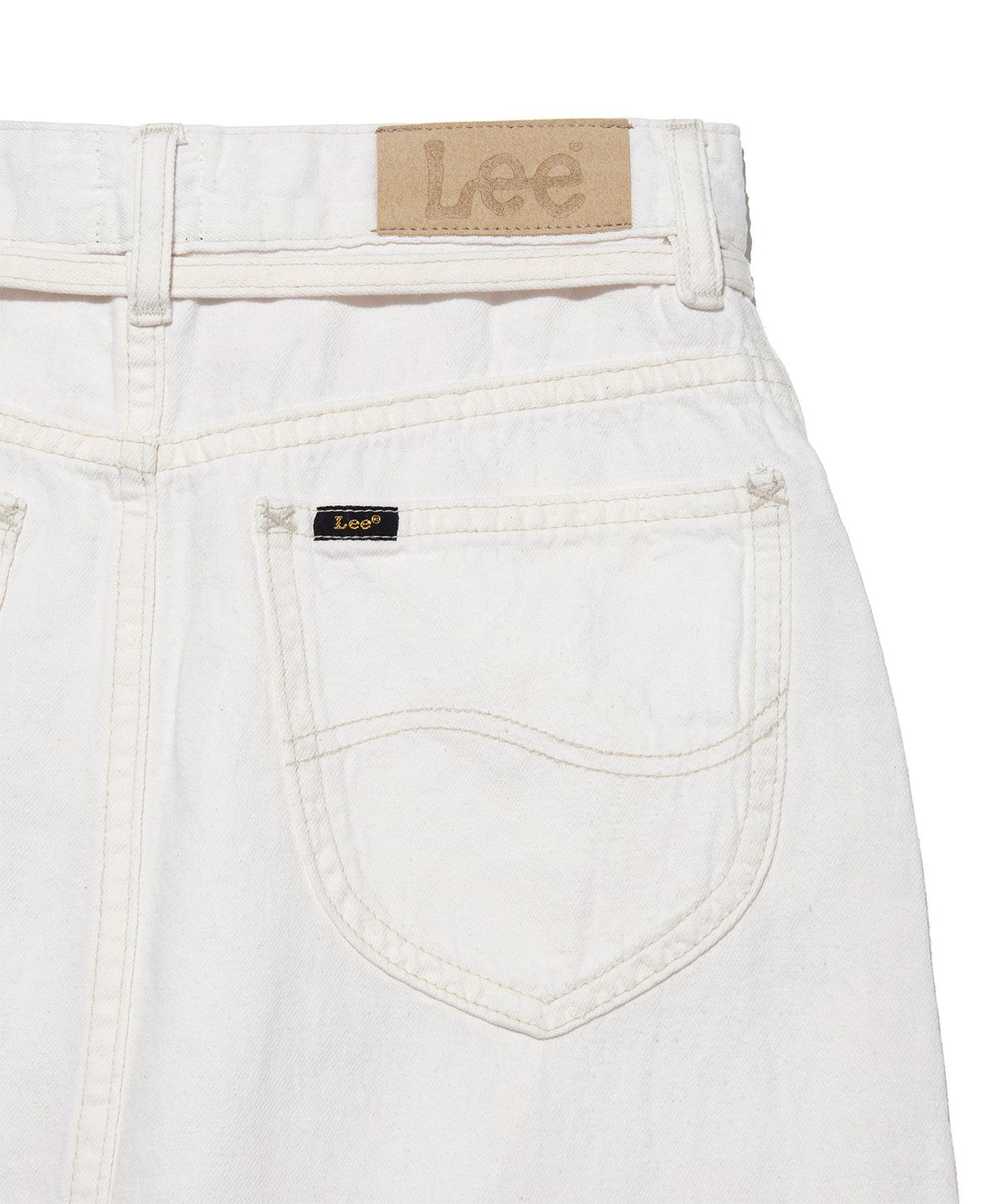 리(LEE) 우먼 린넨 미디 데님 스커트 에크루