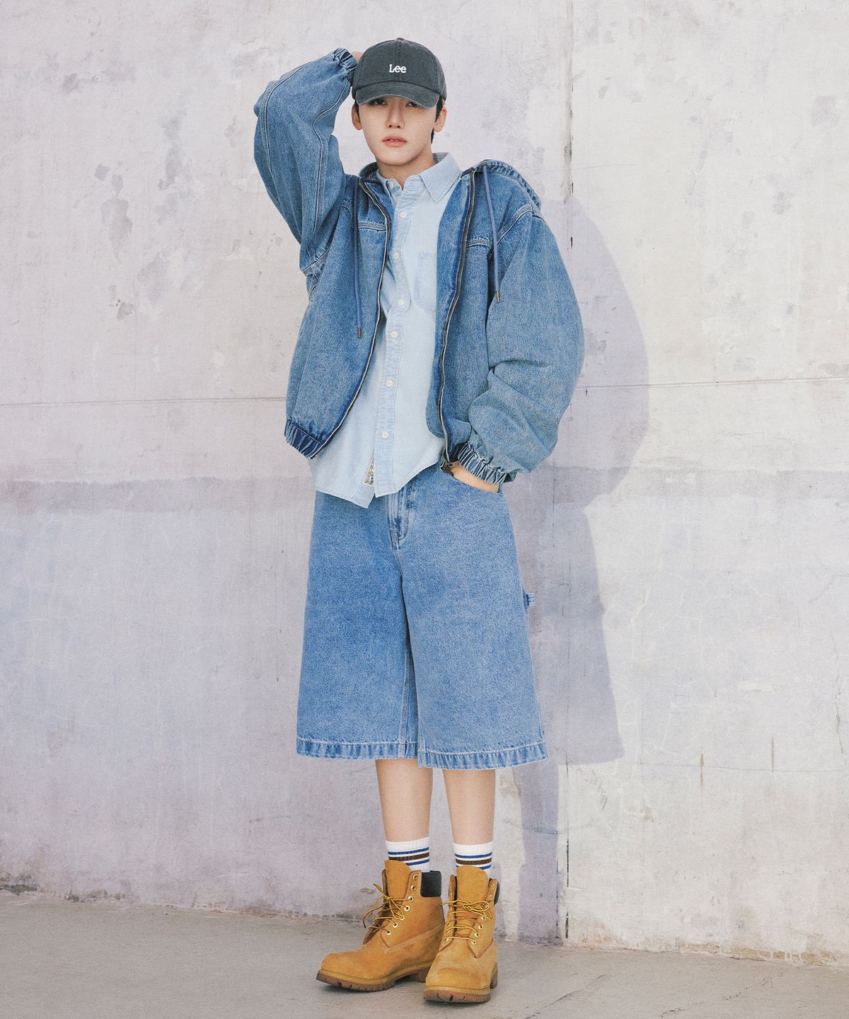 리(LEE) 페인터 데님 쇼츠 인디고 미듐
