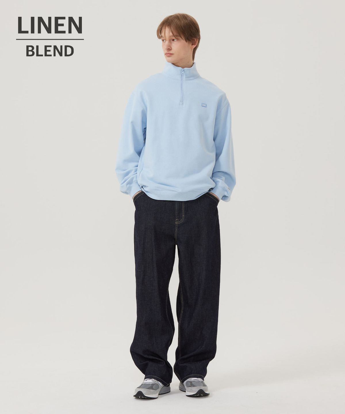리(LEE) 린넨 데님 팬츠 인디고 로우