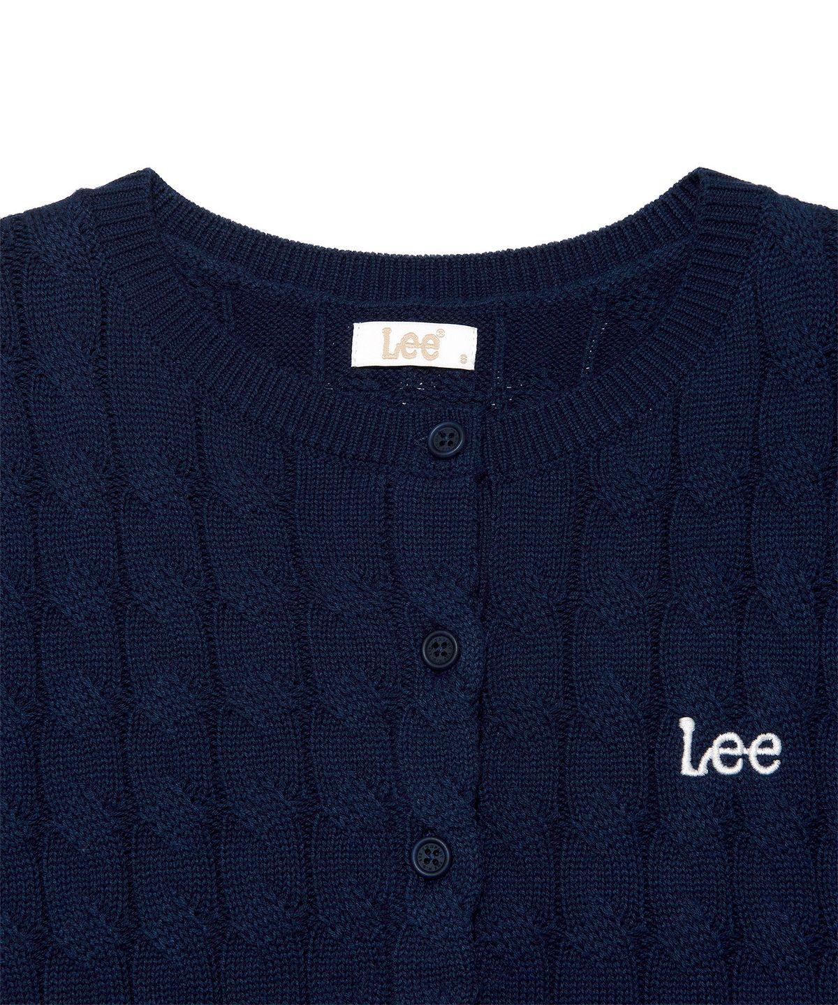 리(LEE) 우먼 라운드넥 케이블 가디건 네이비