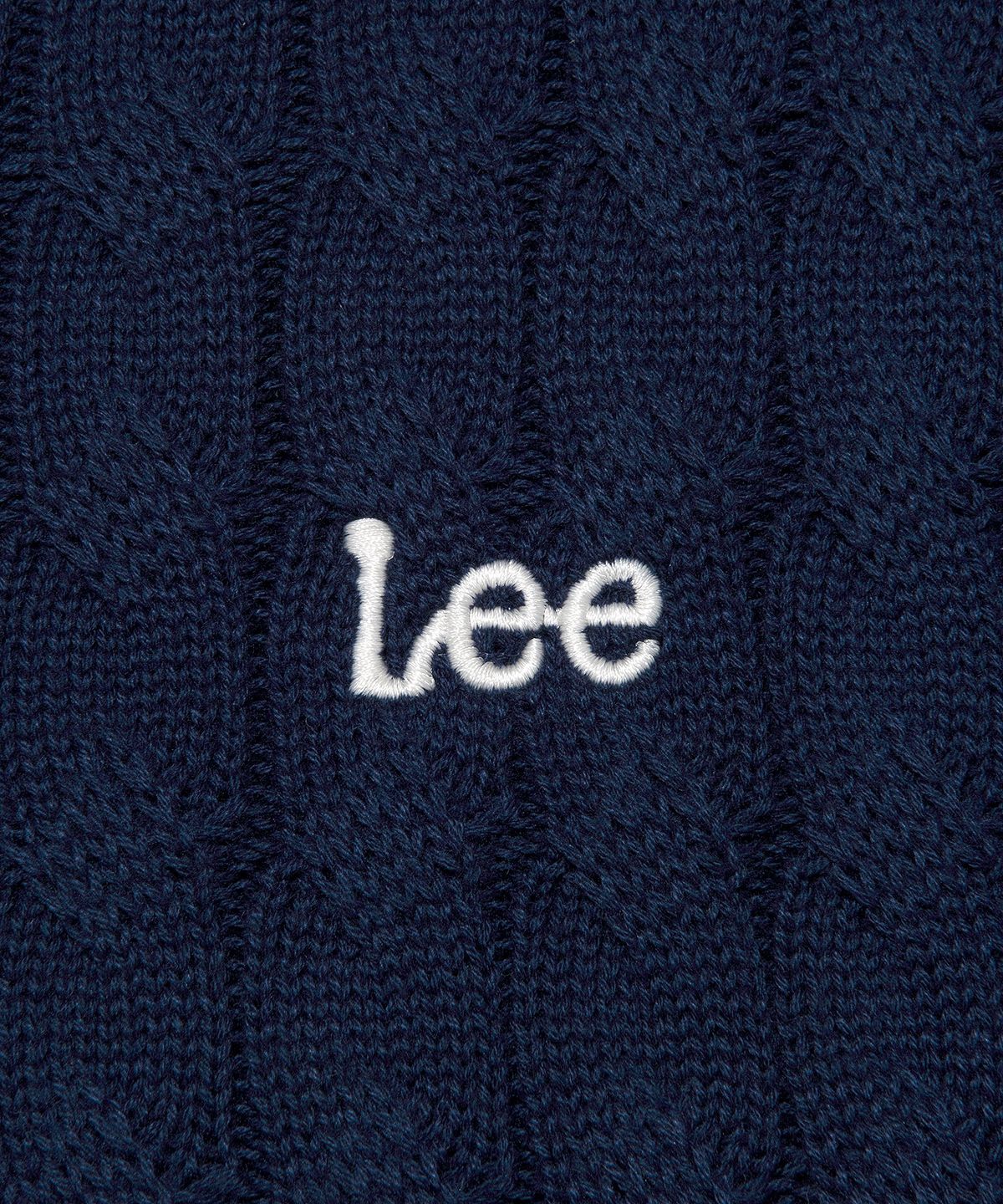 리(LEE) 우먼 라운드넥 케이블 가디건 네이비