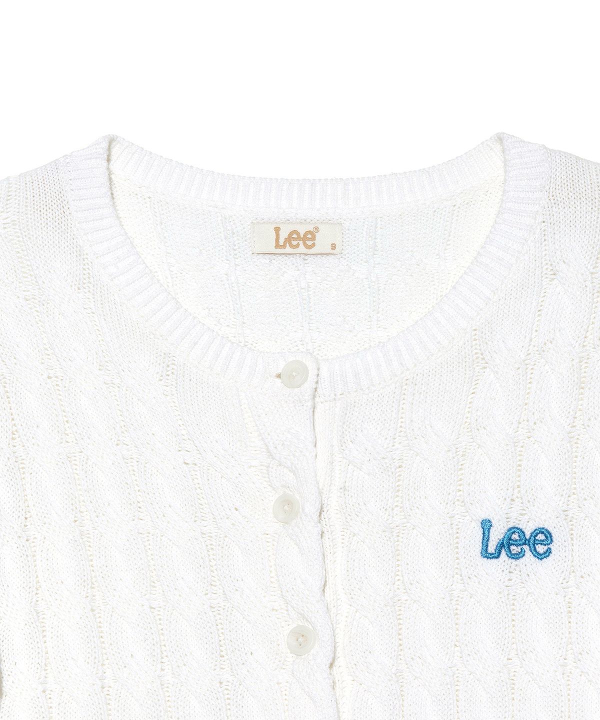 리(LEE) 우먼 라운드넥 케이블 가디건 아이보리