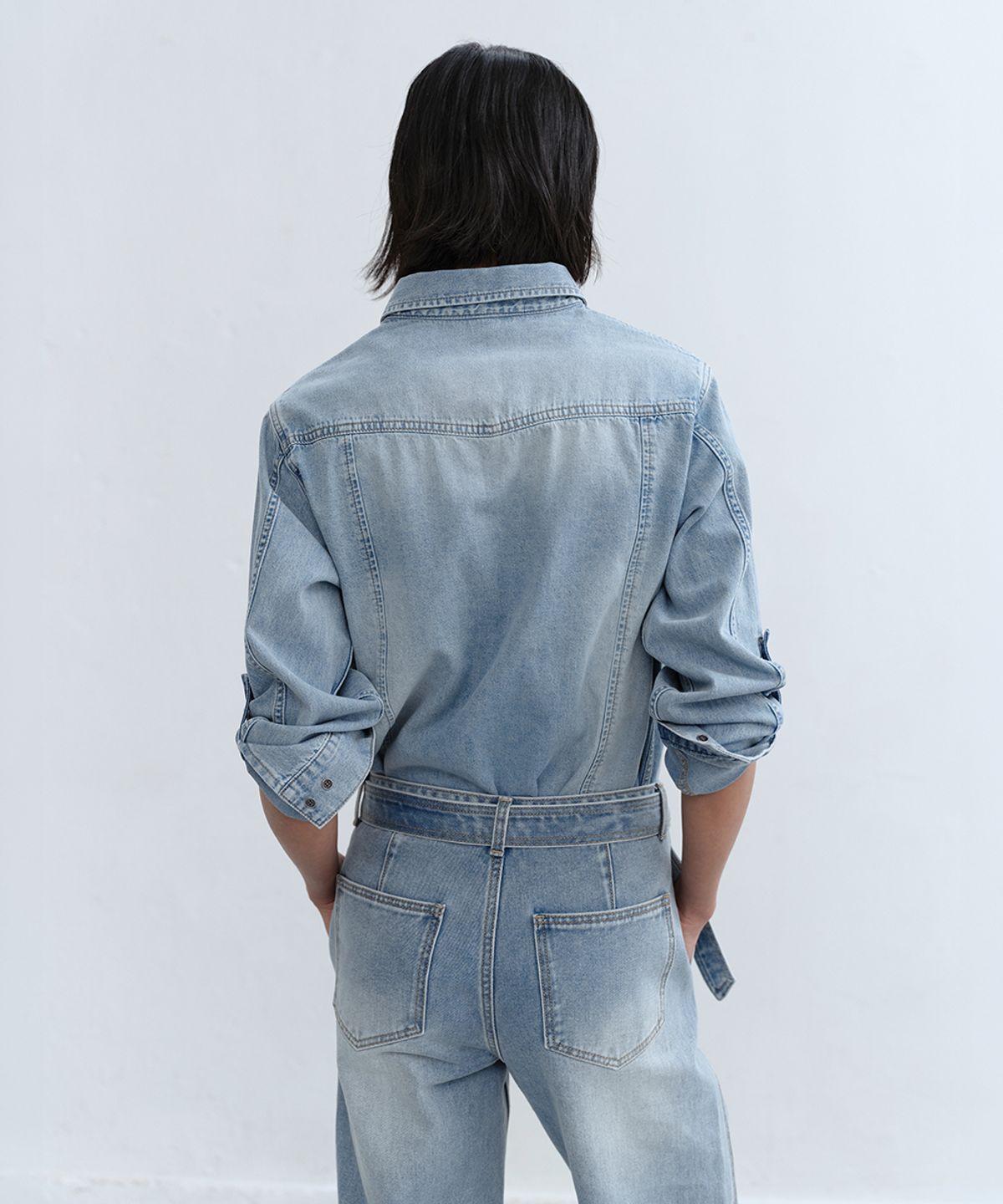 로우타이드(LOW TIDE) STITCHED BUTTON DENIM SHIRT [LIGHT BLUE]