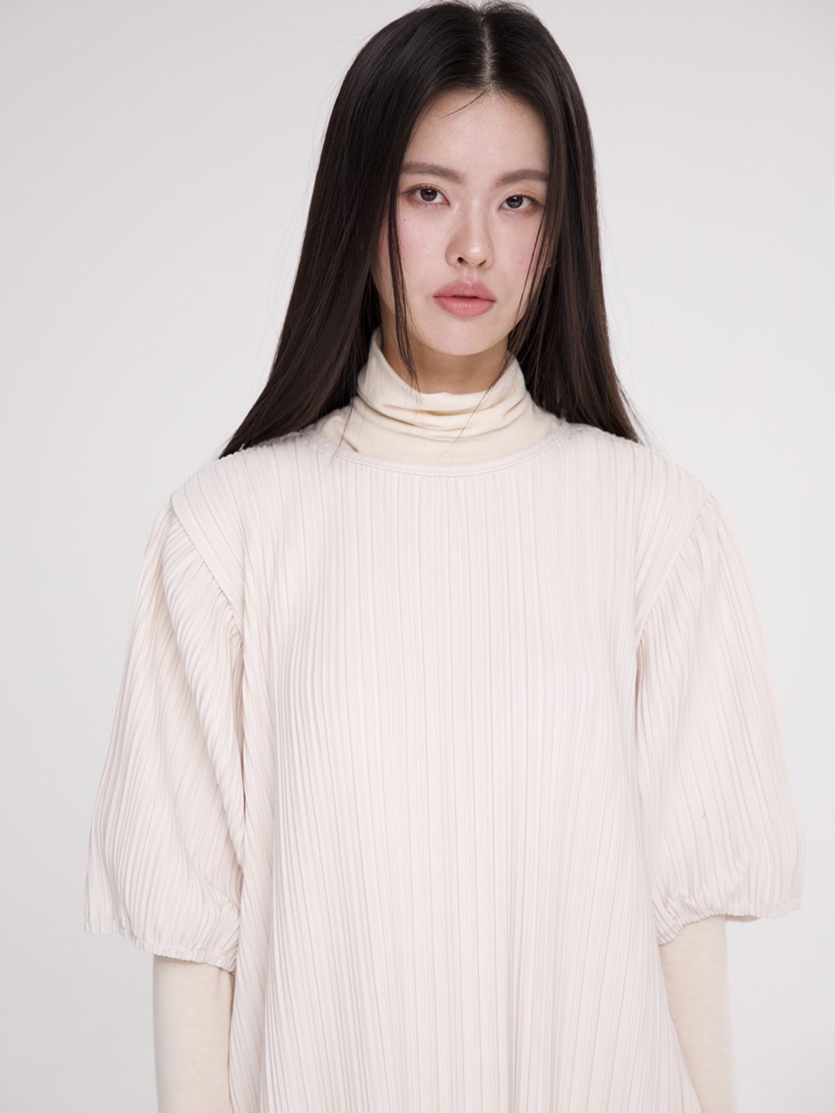 메르메르(MER MER) (2컬러) FW 플리츠 벌룬 블라우스_블랙/아이보리