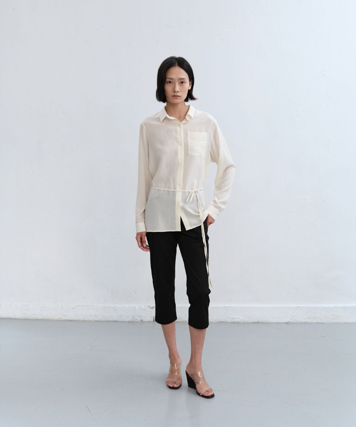 로우타이드(LOW TIDE) LAYERED WRAP SHIRT [BUTTER]