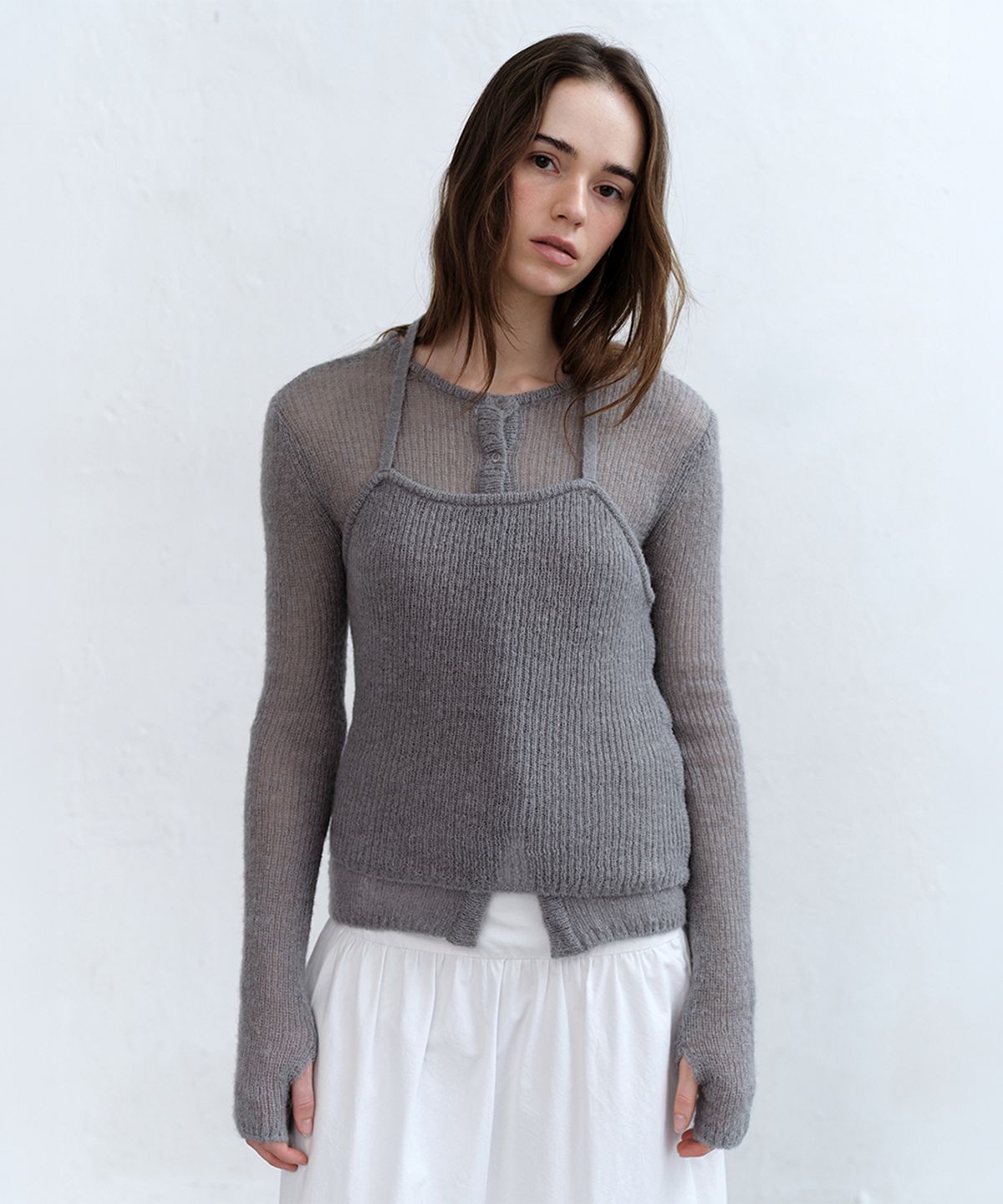 로우타이드(LOW TIDE) ALPACA HALTER KNIT [ASH BLUE]