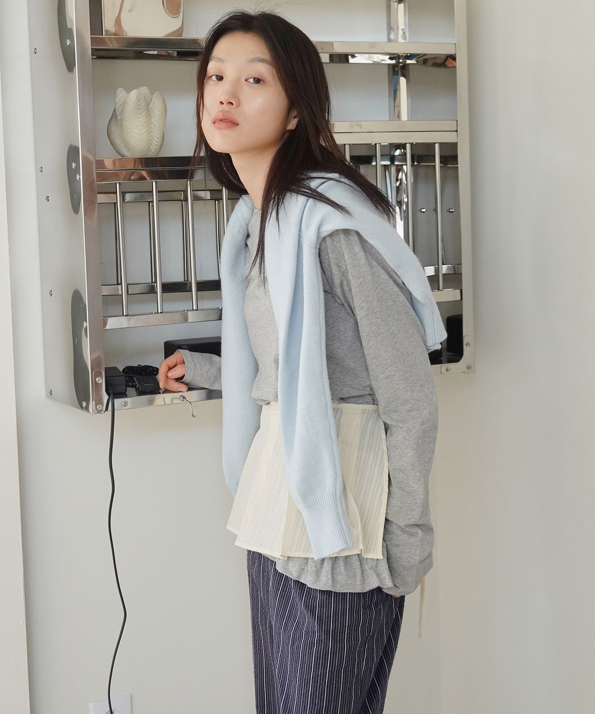줄리아페페(JULIAPEPE) Moho Fit Layered T-Shirt (Melange Grey)