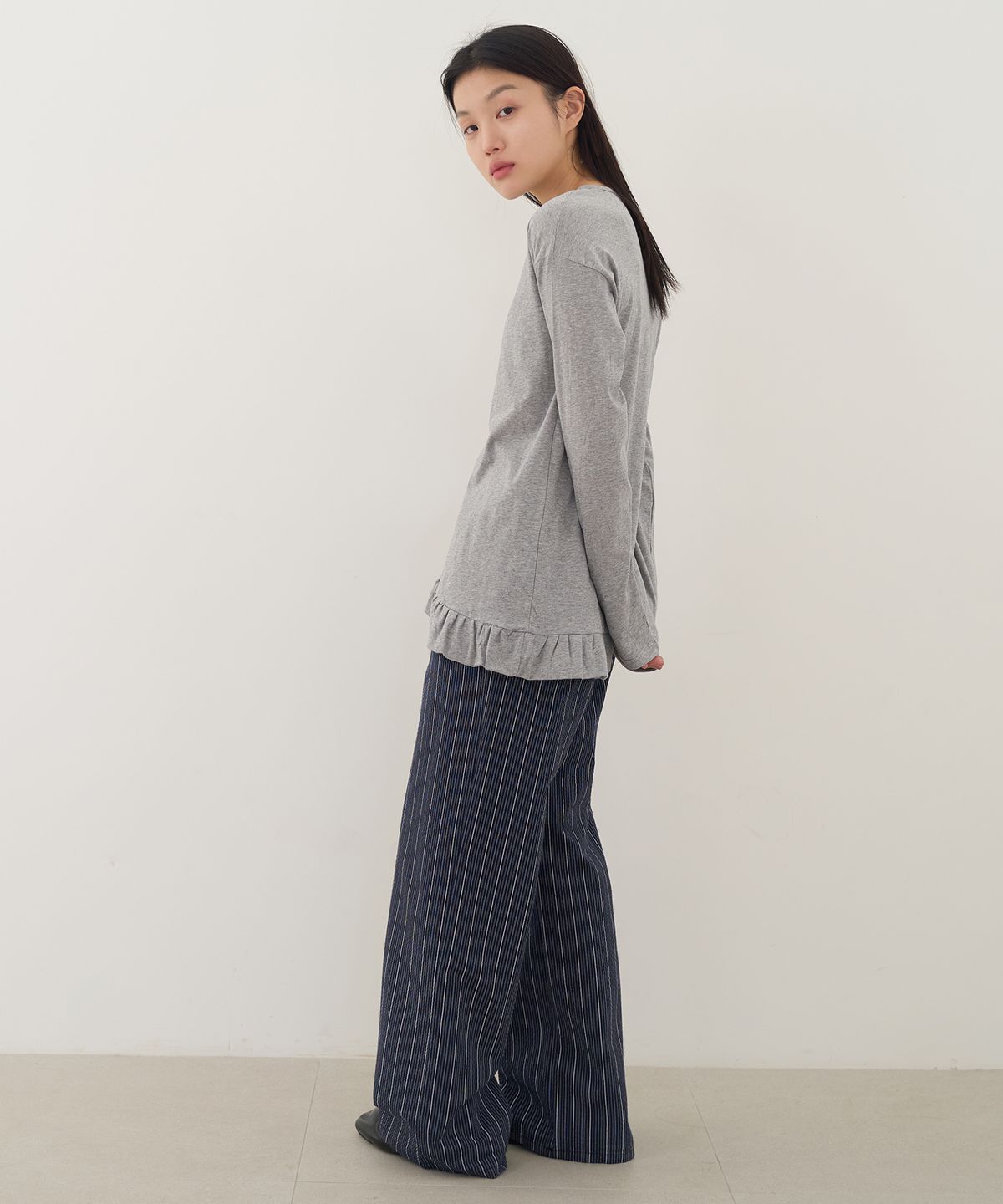 줄리아페페(JULIAPEPE) Moho Fit Layered T-Shirt (Melange Grey)