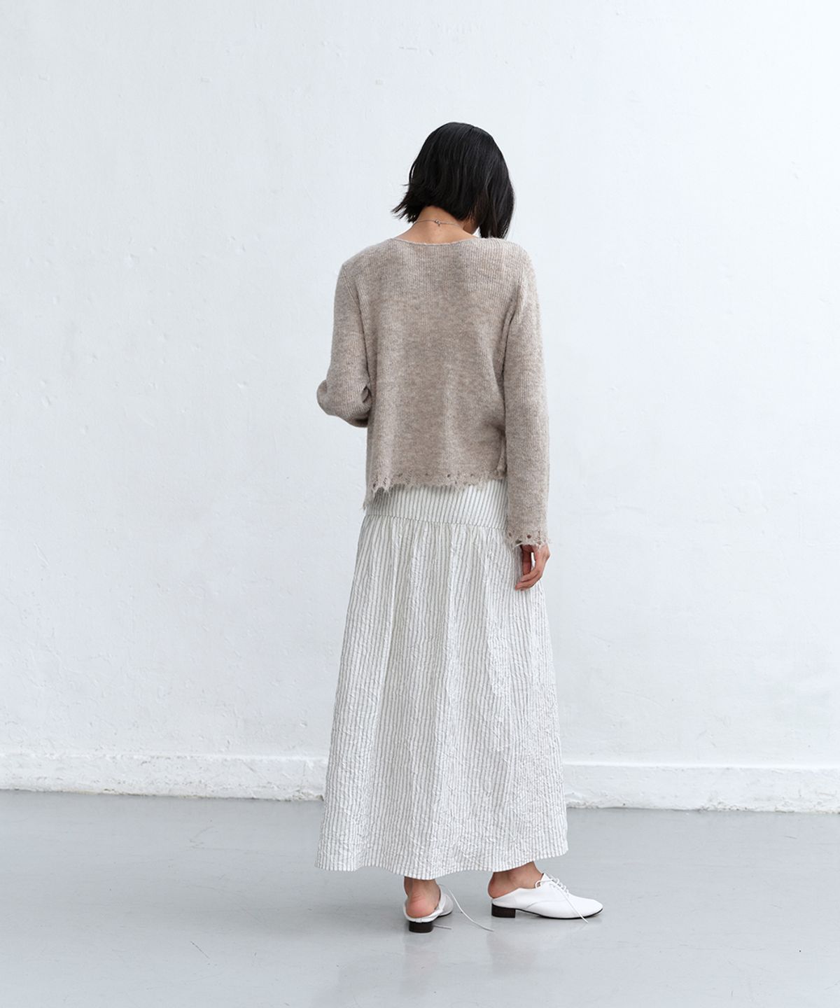 로우타이드(LOW TIDE) RAW EDGE CARDIGAN [BEIGE]
