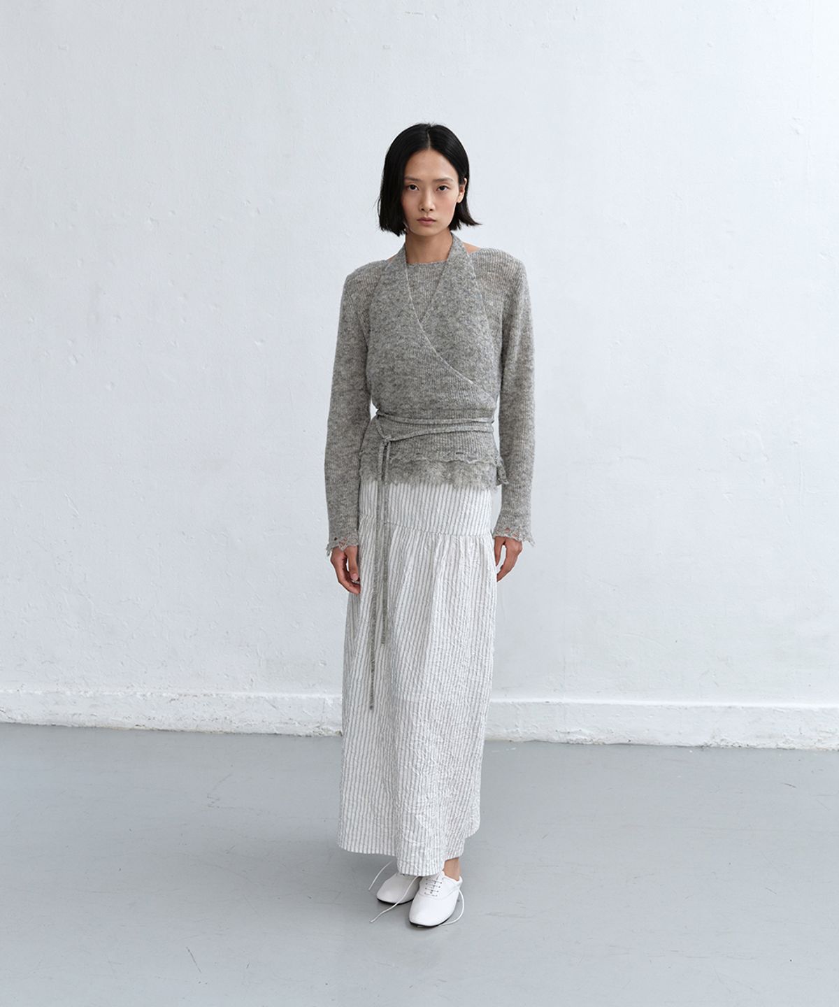 로우타이드(LOW TIDE) RAW EDGE CARDIGAN [GREY]
