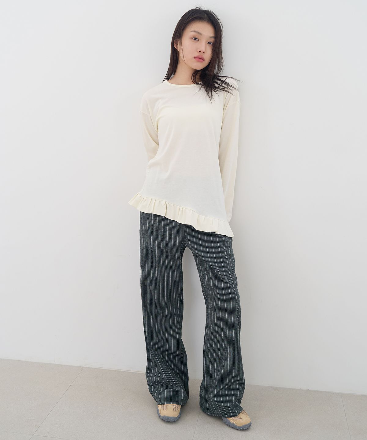 줄리아페페(JULIAPEPE) Moho Fit Stripe Pants (Deep green)