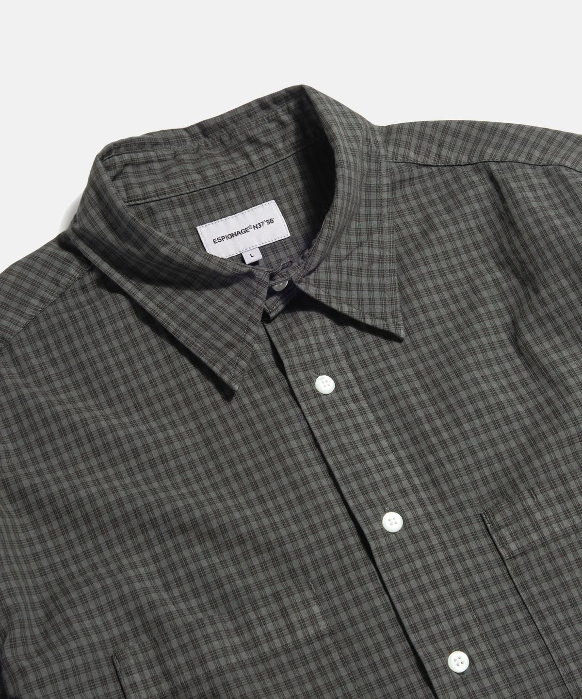 에스피오나지(ESPIONAGE) Overdyed Check 2 Pocket Shirt Black
