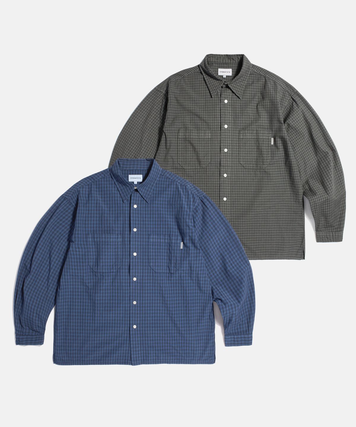 에스피오나지(ESPIONAGE) Overdyed Check 2 Pocket Shirt Blue