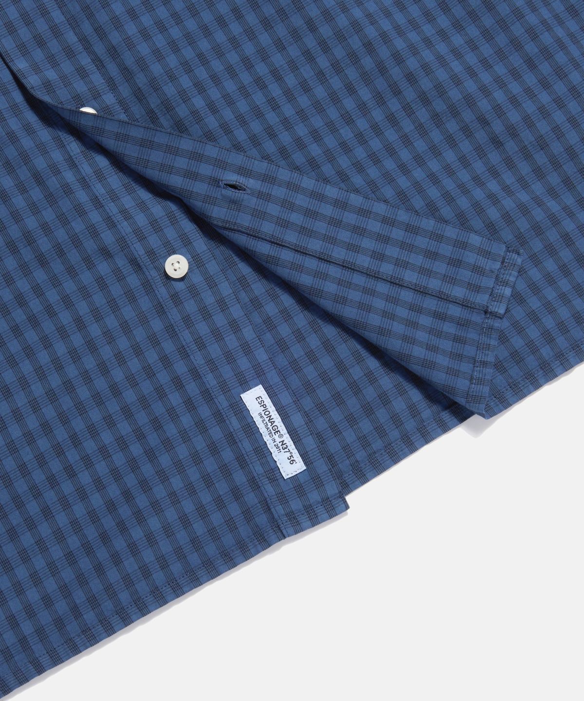 에스피오나지(ESPIONAGE) Overdyed Check 2 Pocket Shirt Blue