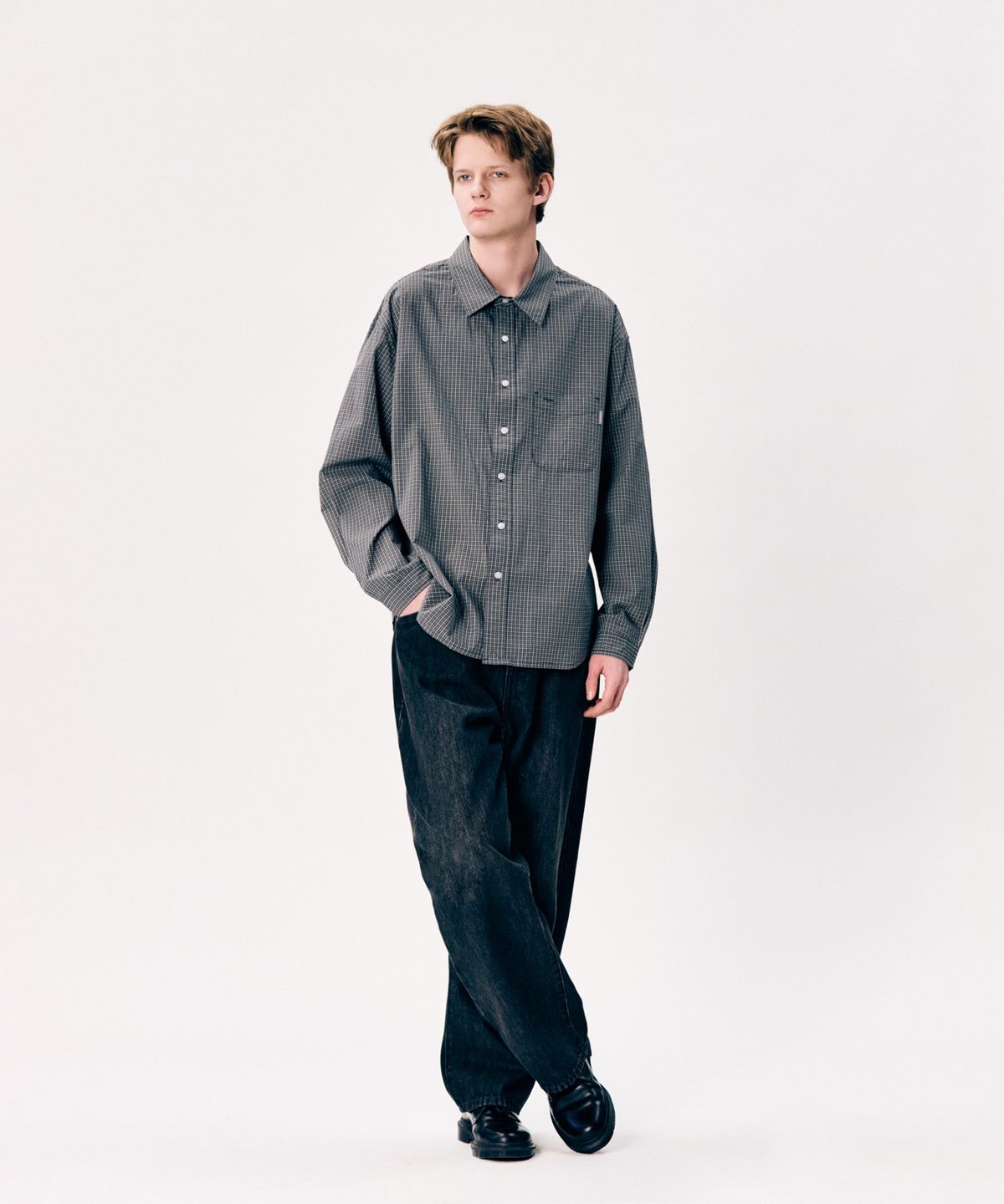 에스피오나지(ESPIONAGE) Multi Check Comfort Shirt Charcoal