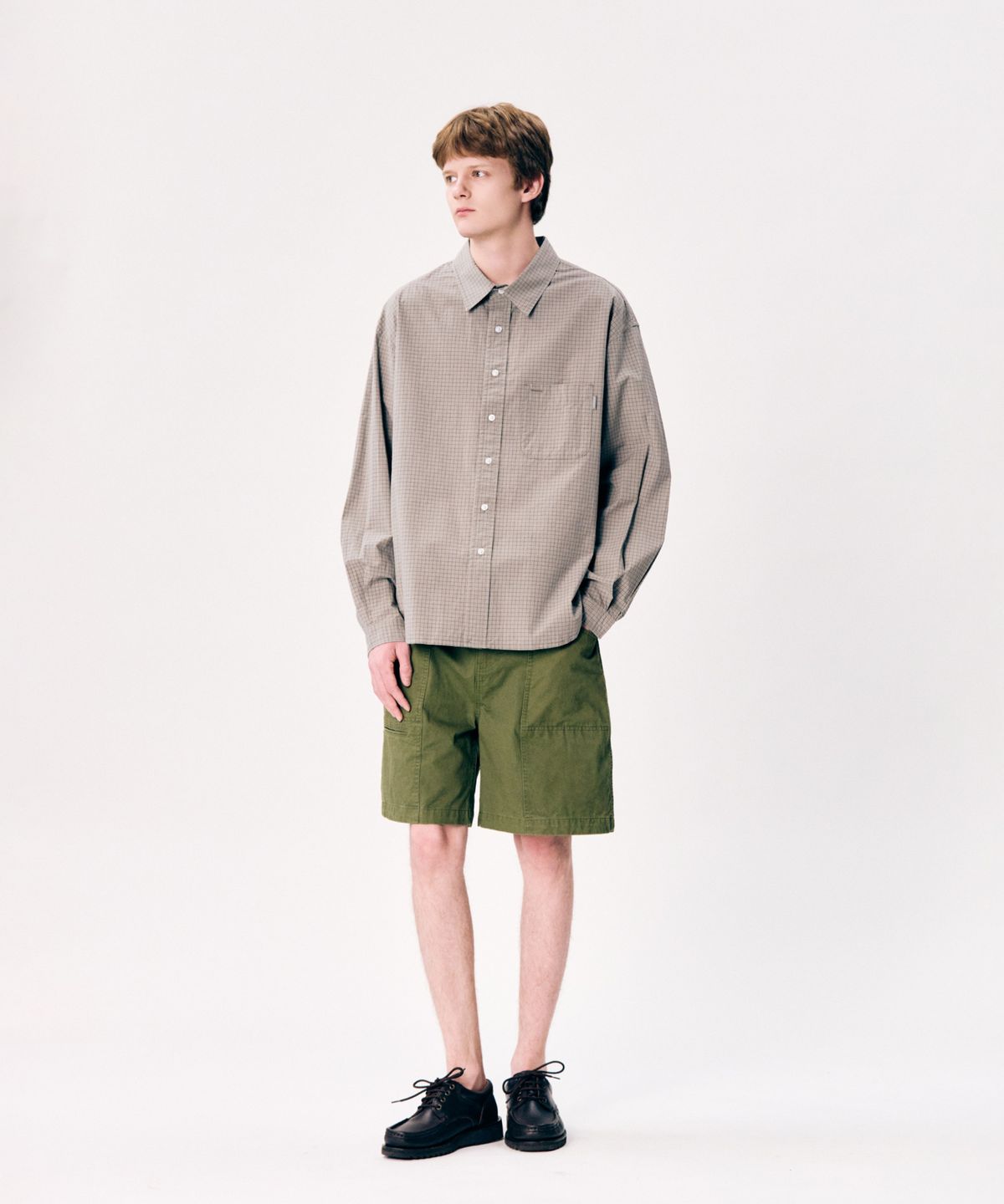 에스피오나지(ESPIONAGE) Multi Check Comfort Shirt Olive