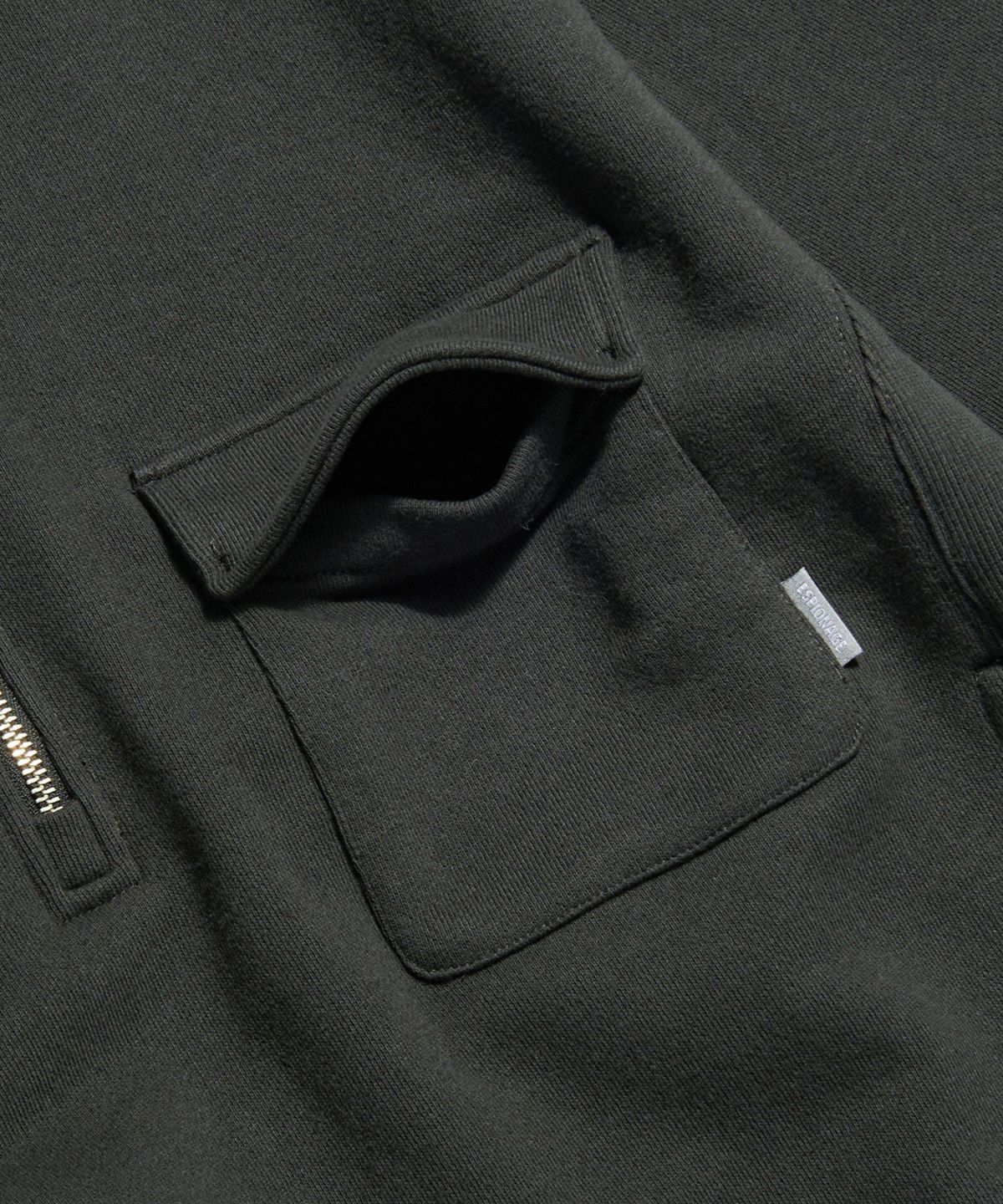 에스피오나지(ESPIONAGE) Retro Half Zip Sweatshirt Vintage Black