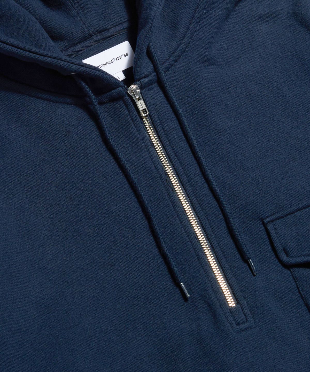 에스피오나지(ESPIONAGE) Retro Half Zip Sweat Hoodie Navy
