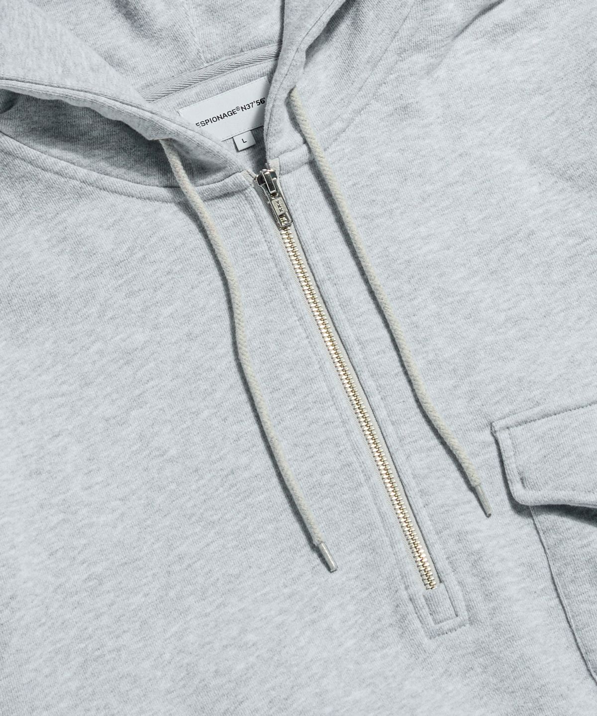 에스피오나지(ESPIONAGE) Retro Half Zip Sweat Hoodie Grey