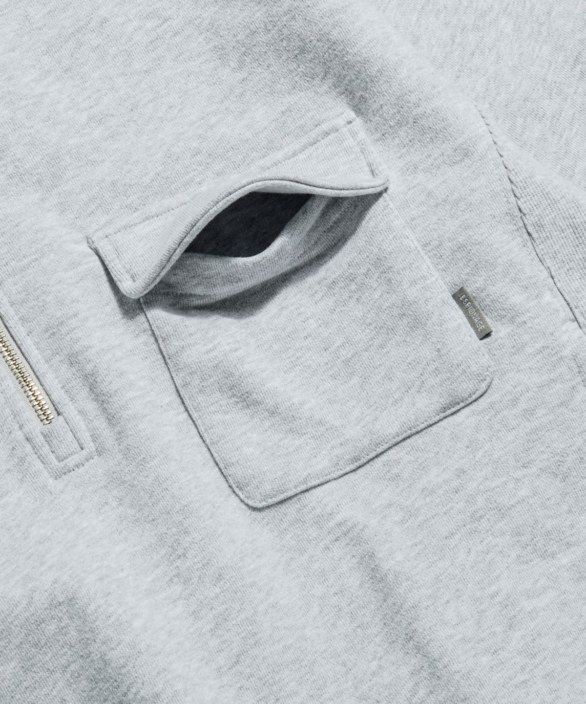 에스피오나지(ESPIONAGE) Retro Half Zip Sweat Hoodie Grey
