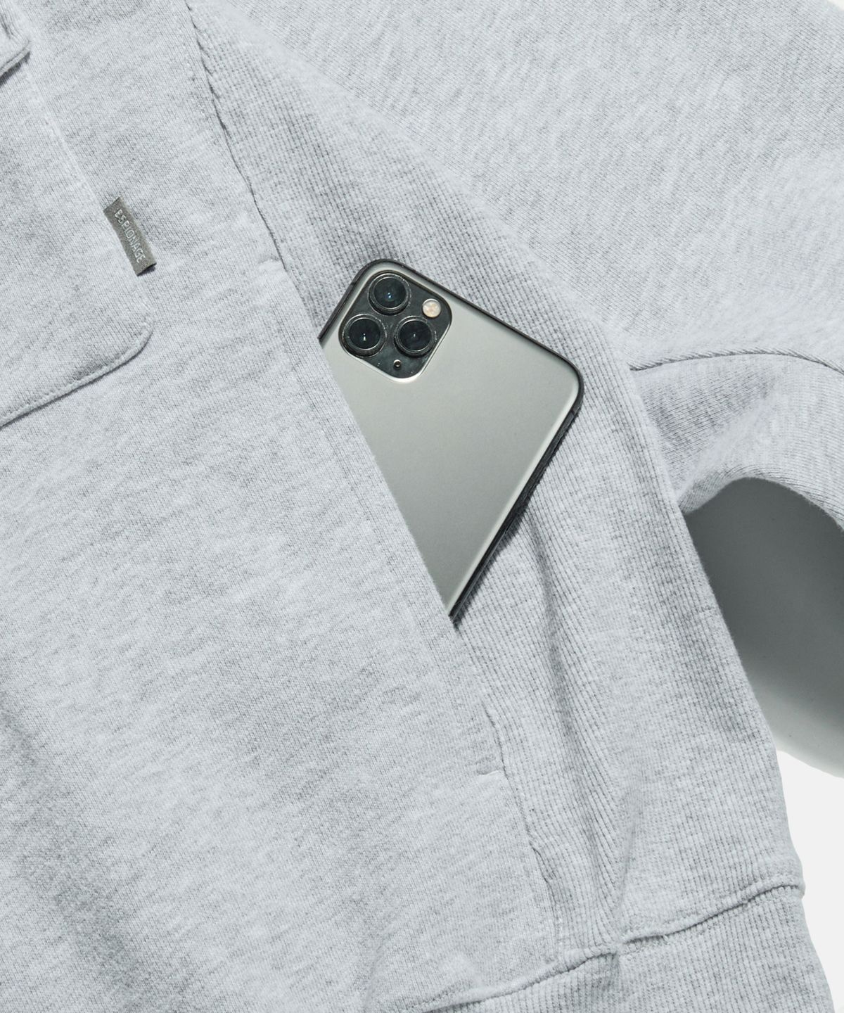 에스피오나지(ESPIONAGE) Retro Half Zip Sweat Hoodie Grey