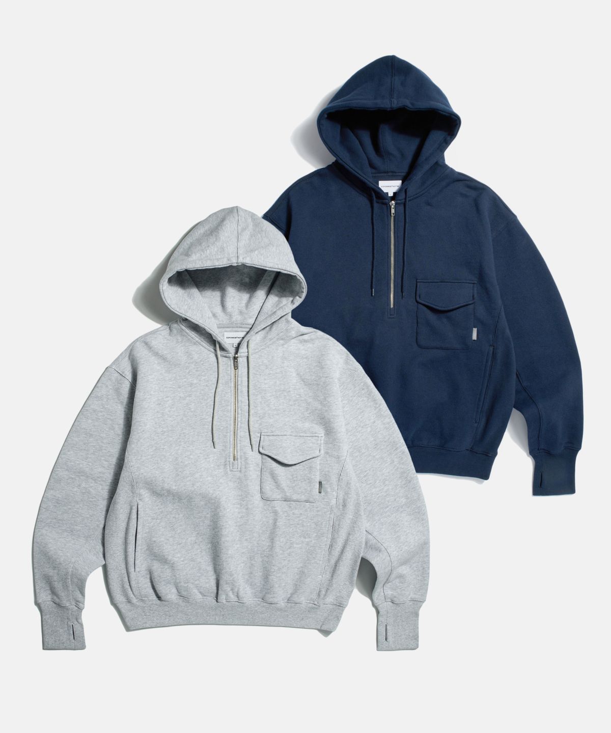에스피오나지(ESPIONAGE) Retro Half Zip Sweat Hoodie Grey