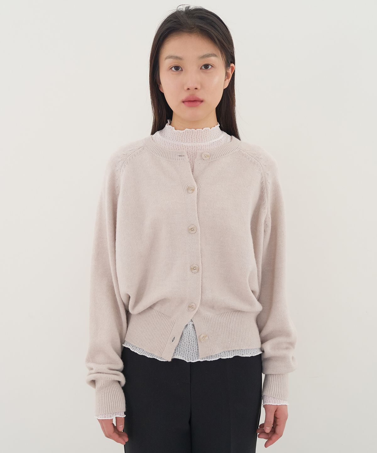 줄리아페페(JULIAPEPE) Daily Round Knit Cardigan (Oatmeal beige)