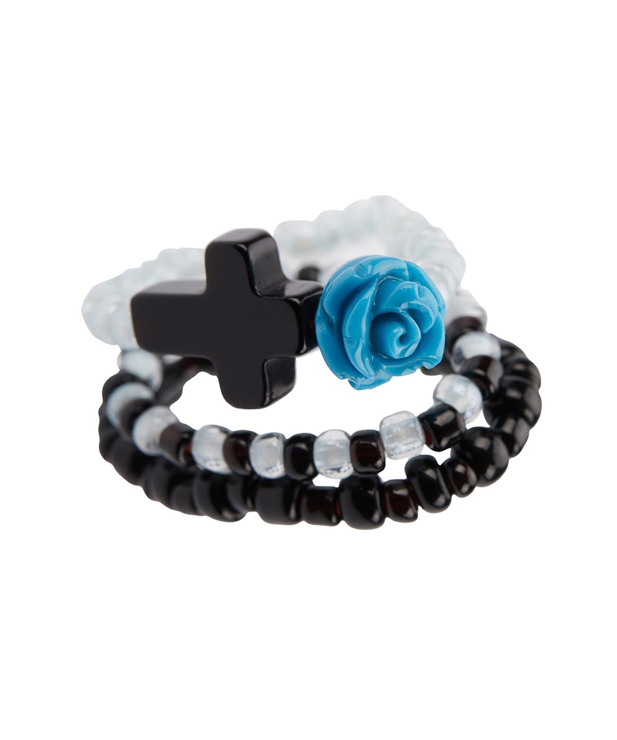 러브이즈트루(LUVISTRUE) EL CROSS ROSE LAYERED RING(BLUE)