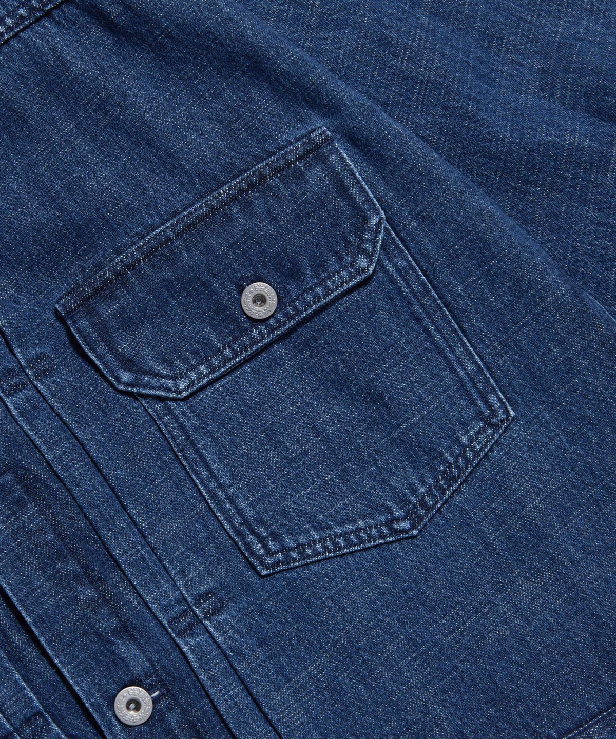 에스피오나지(ESPIONAGE) (JPN Fabric)Type 1 Kaihara Denim Trucker Jacket Mid Indigo