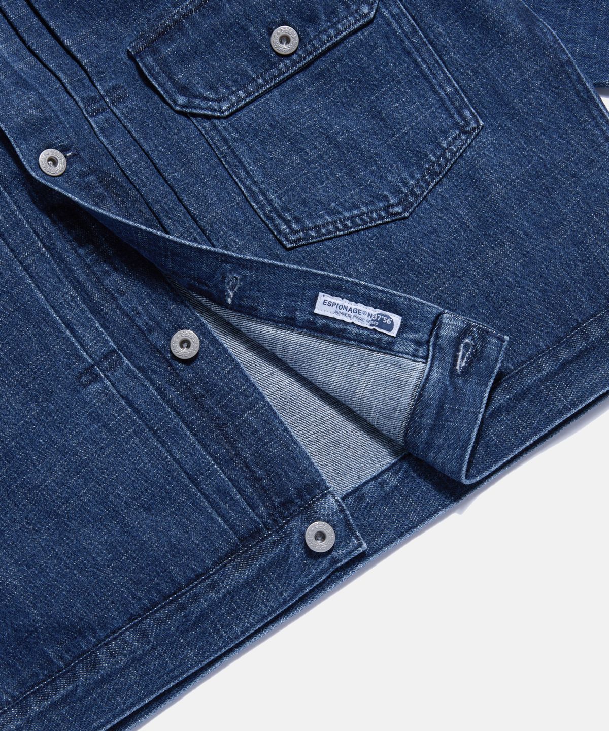 에스피오나지(ESPIONAGE) (JPN Fabric)Type 1 Kaihara Denim Trucker Jacket Mid Indigo