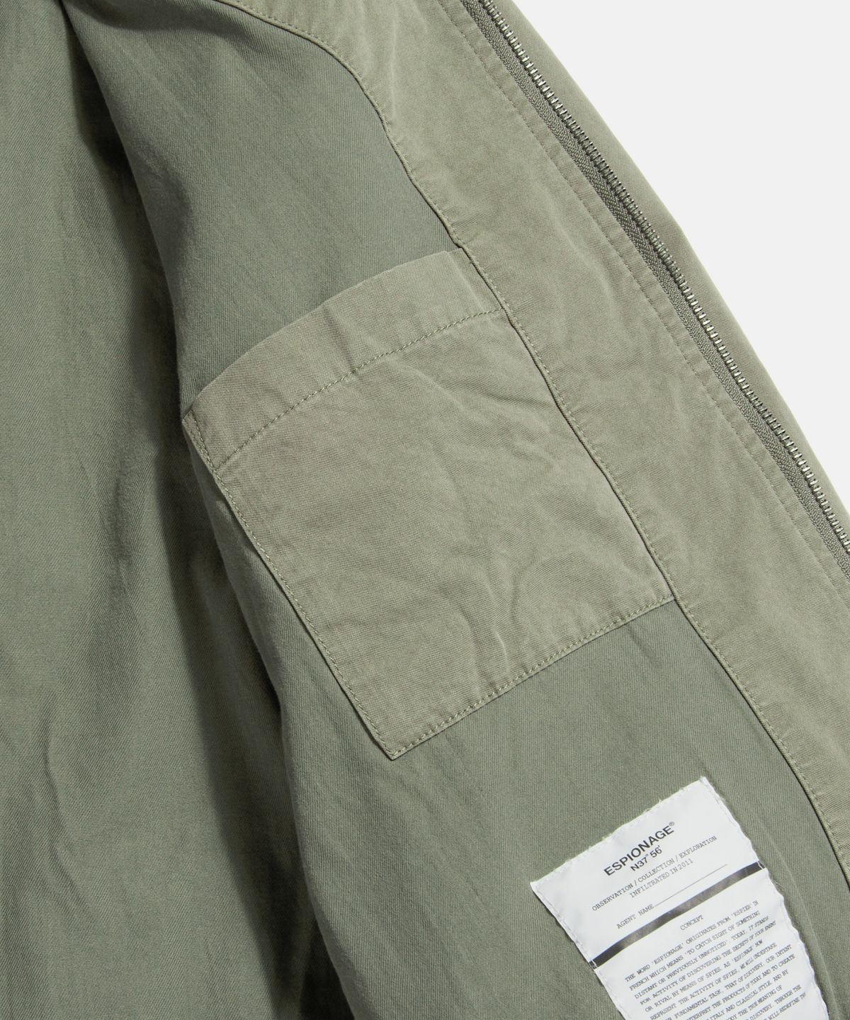 에스피오나지(ESPIONAGE) Zip Front Deck Jacket Olive