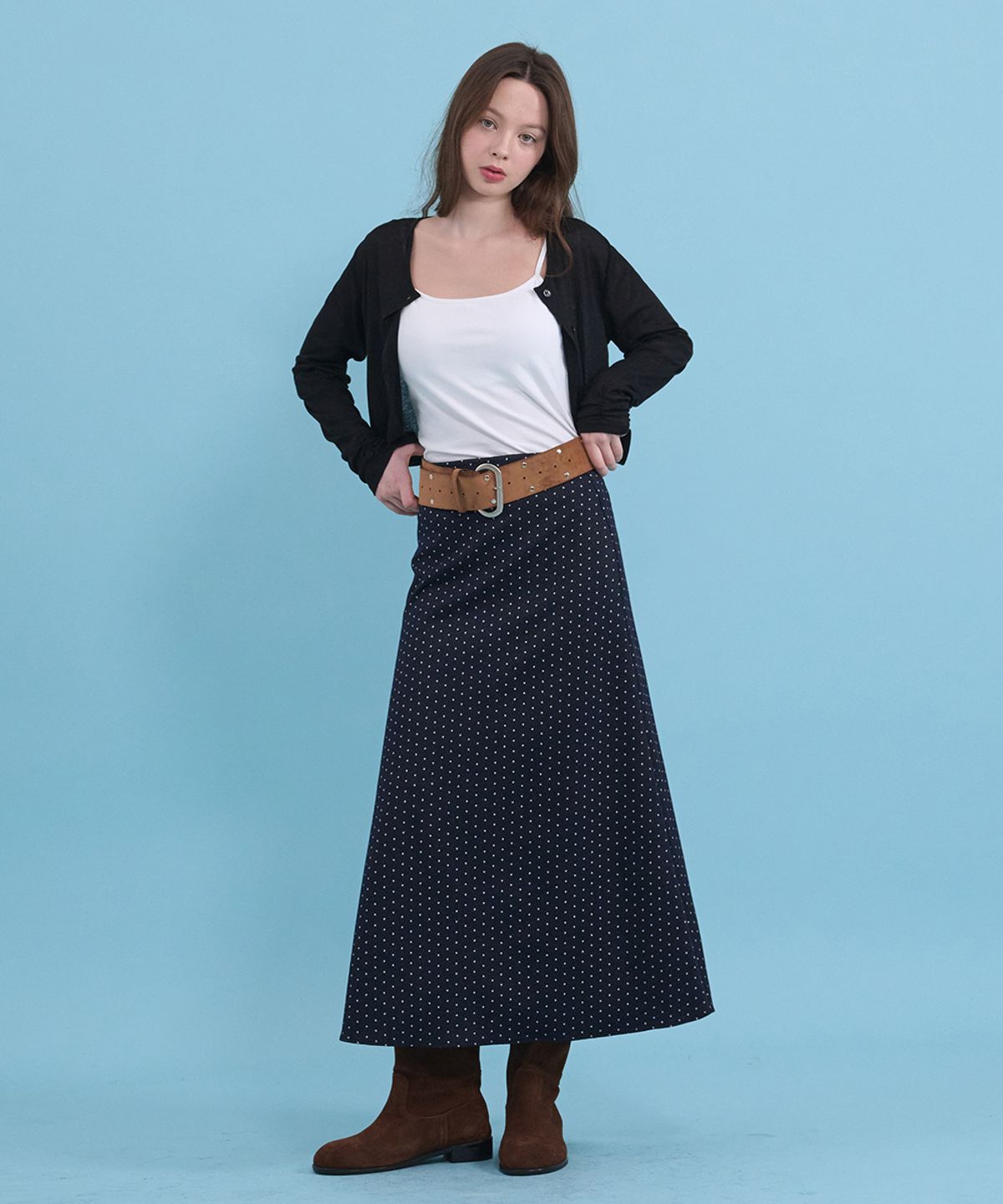 미케네(MICANE) 케이드 도트 롱 스커트