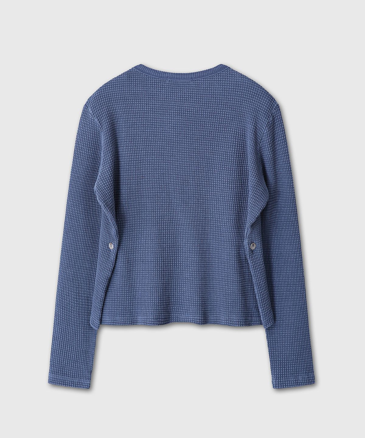 다이브인 우먼(DIVEIN WOMEN) WAIST BUTTON DETAIL WAFFLE HENLEY NECK (BLUE)