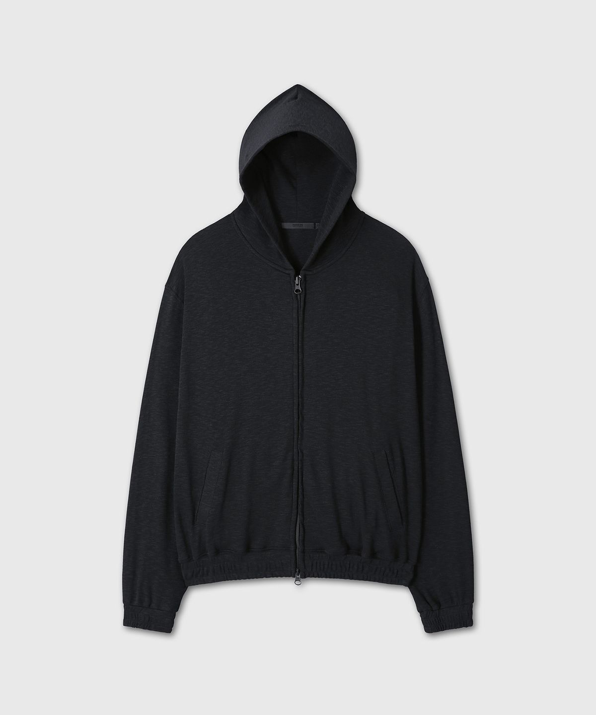 다이브인 우먼(DIVEIN WOMEN) SLUB TEXTURE HOOD ZIP-UP (BLACK)