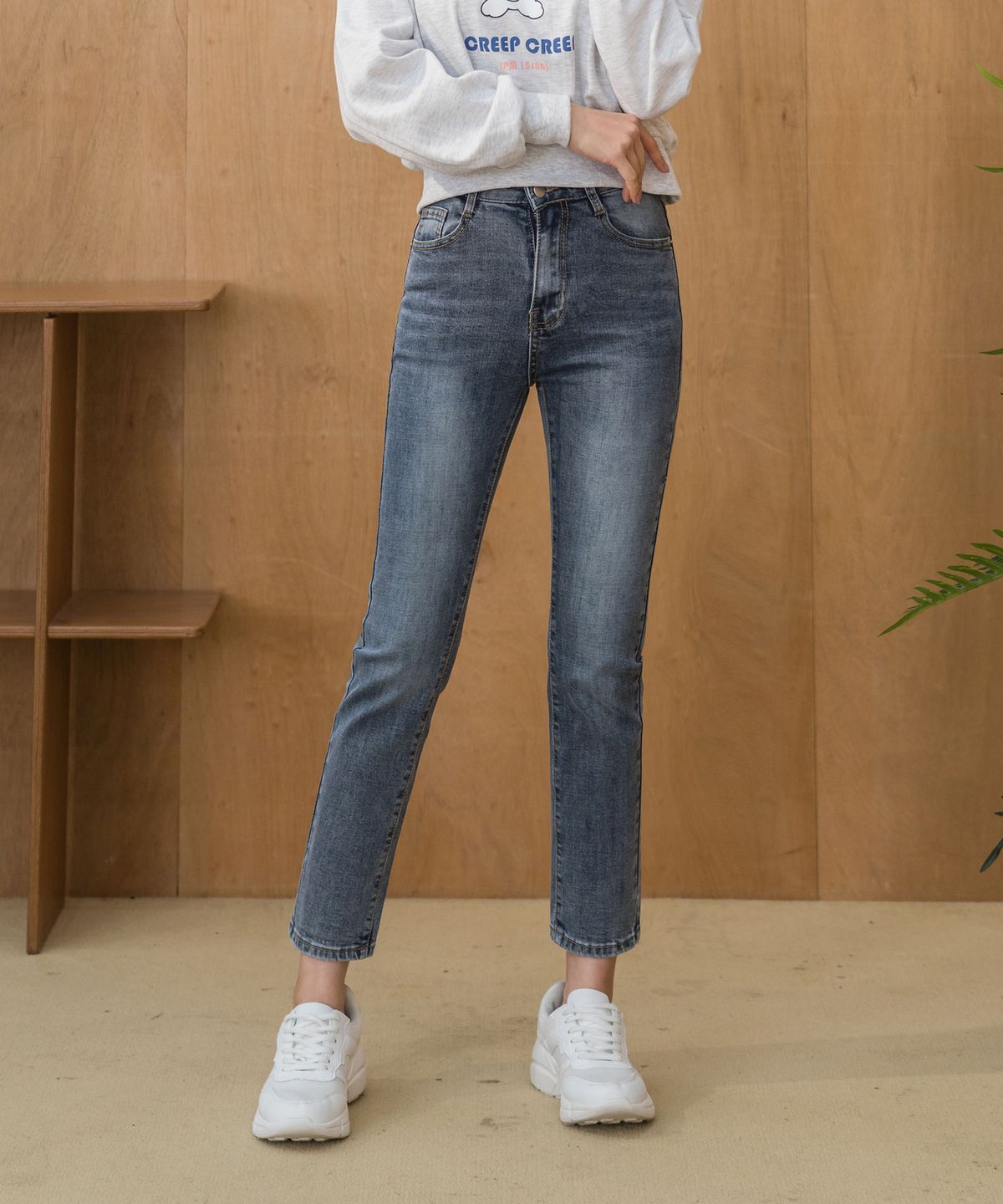 진마니아(JINMANIA) 데일리 허리스판 블랙 슬림 일자 데님 팬츠 (블랙)