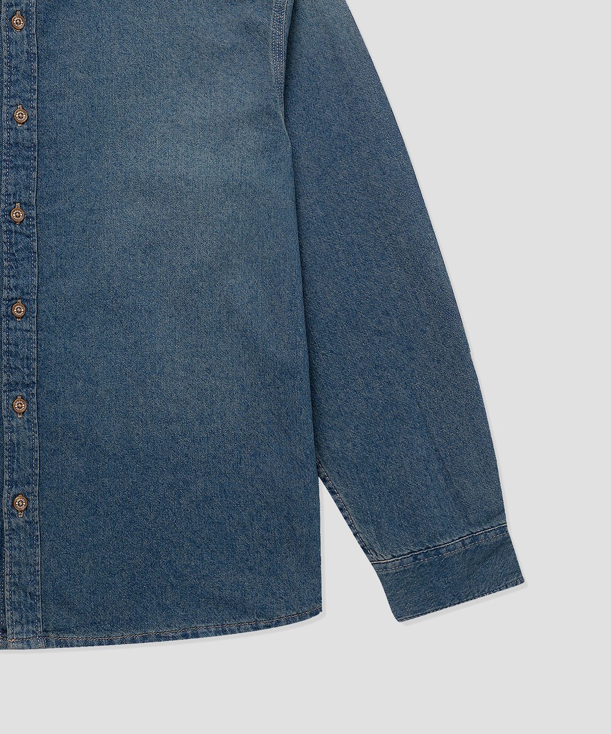 디키즈(DICKIES) 라이트웨이트 데님 셔츠 Khaki Tinted Blue