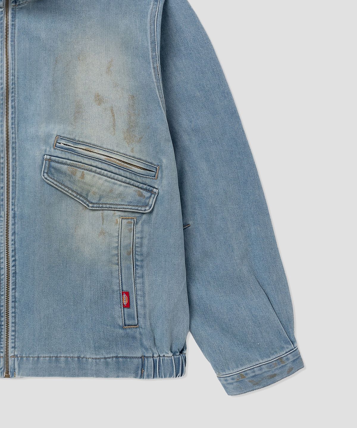 디키즈(DICKIES) 오버핏 더티 워시드 데님 재킷 Blue