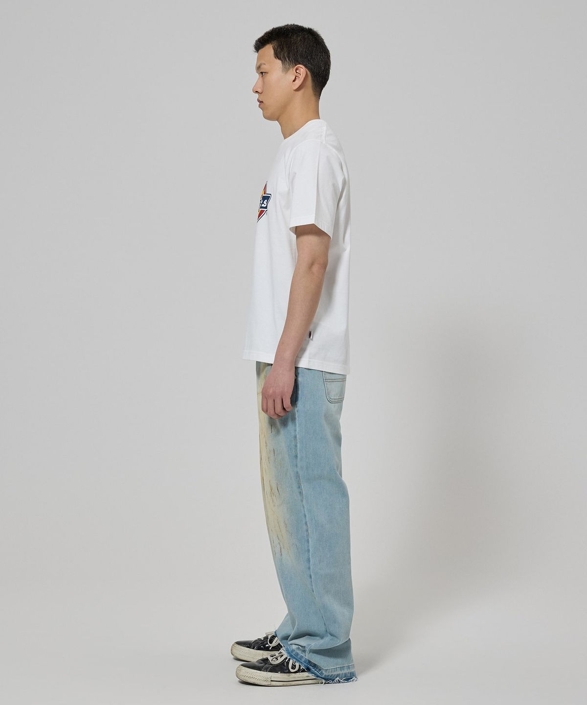 디키즈(DICKIES) 루즈핏 더티 워시드 데님 팬츠 Blue